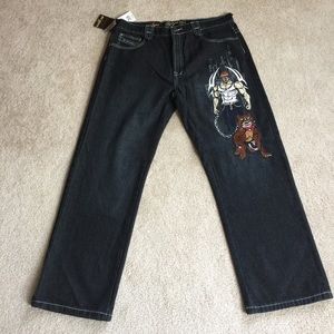 Mi Raza Fiel Black Jeans NWT 38 x 32 embroidered